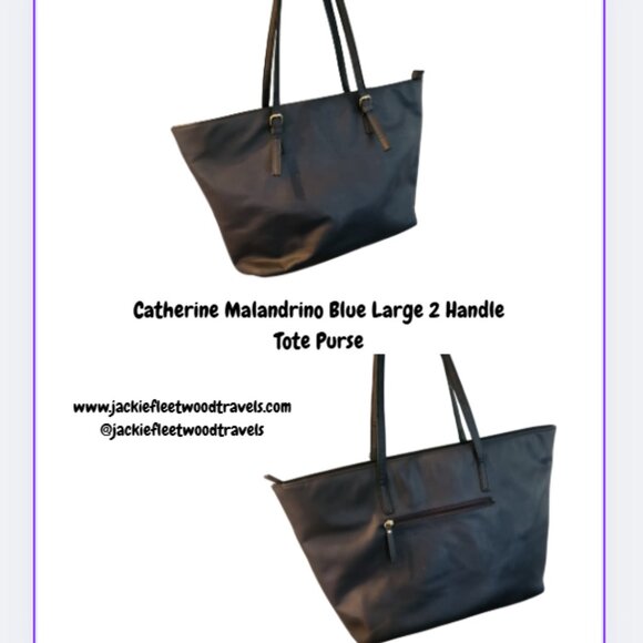 Catherine Malandrino Blue Large 2 Handle Tote Purse - Picture 1 of 15